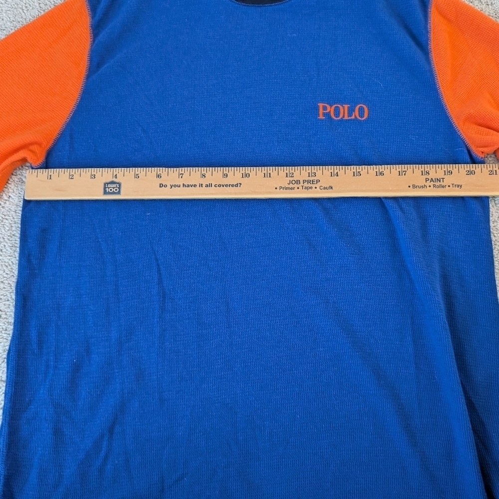 Polo Ralph Lauren Thermal Shirt Men's XL Colorblock Blue Orange Embroidered - Picture 5 of 6
